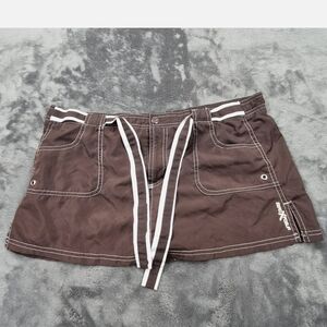 ZeroXposur Brown Swim Skirt with White Accents